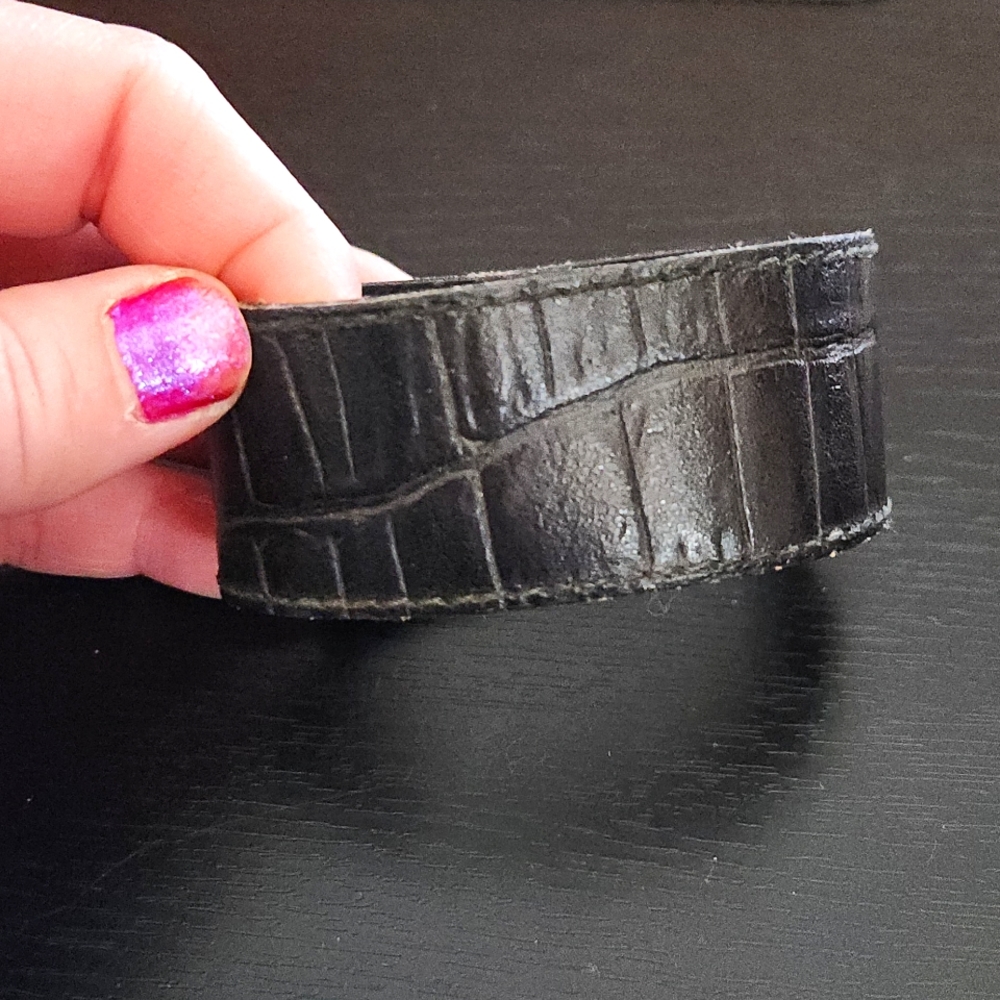 Dark Brown/Black Faux Croc Skin Cuff Bracelet